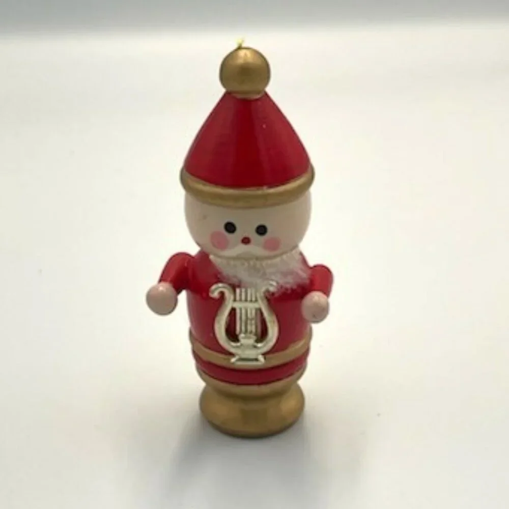 Vtg Wood Christmas‎ Ornaments Hand Painted Santa Train Girl Doll Rocking Horse